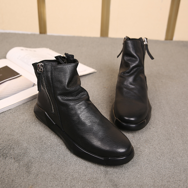 Giày nam mới 2018 phiên bản Hàn Quốc của Martin boot da đế dày có khóa kéo thể thao giải trí thời trang Anh giầy chạy bộ nam