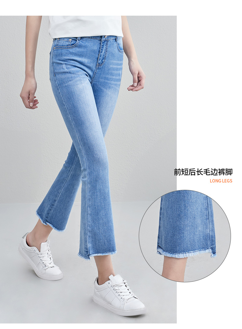 Yalida Womens 2019 thời trang mới Quần tây nữ ở eo chín điểm giặt quần jean trắng sờn - Quần jean quần jean nữ đẹp