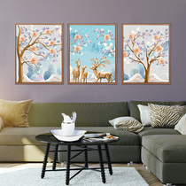 Digital oil painting diy self-painted color painting living room large triple triple decompression hand-filled hand-painted oil painting