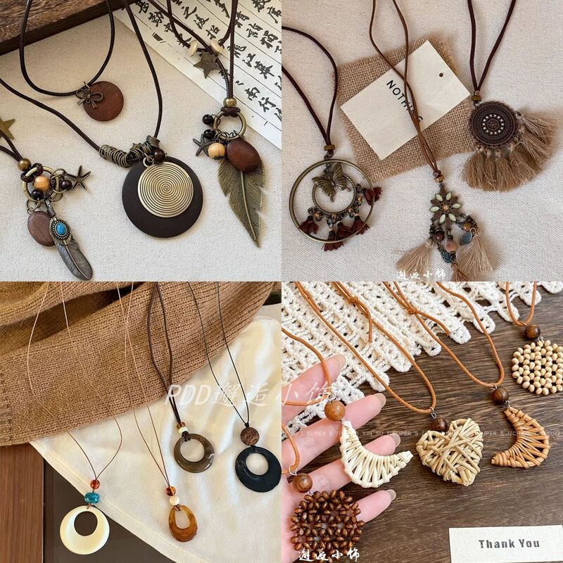 Bohemian Long Retro Necklace for Women, Niche Design, High-End, Accessible Luxury, Sweater Chain, Ethnic Style Stacking Accessories