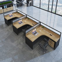 Desk office staff table and chair combined screen station workbench L desk card seat 4 - 6