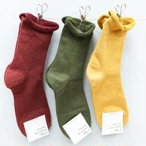 South Korea imported ETNA candy color solid color socks curled side pile socks tide variety Korean style mid-tube socks cotton women