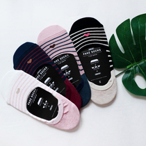 South Korea imported FakeSocks cotton boat Socks sports socks invisible socks breathable socks love stripes cute women