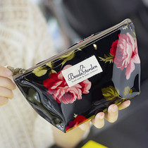 Korean imported temperament retro rose flower waterproof cosmetic bag portable storage bag wash bag