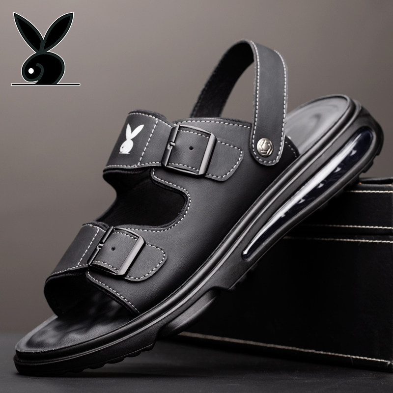 Genuine leather sandals men's 2022 new trends Summer breathable anti-slip latex air cushion bottom casual driving sports slippers