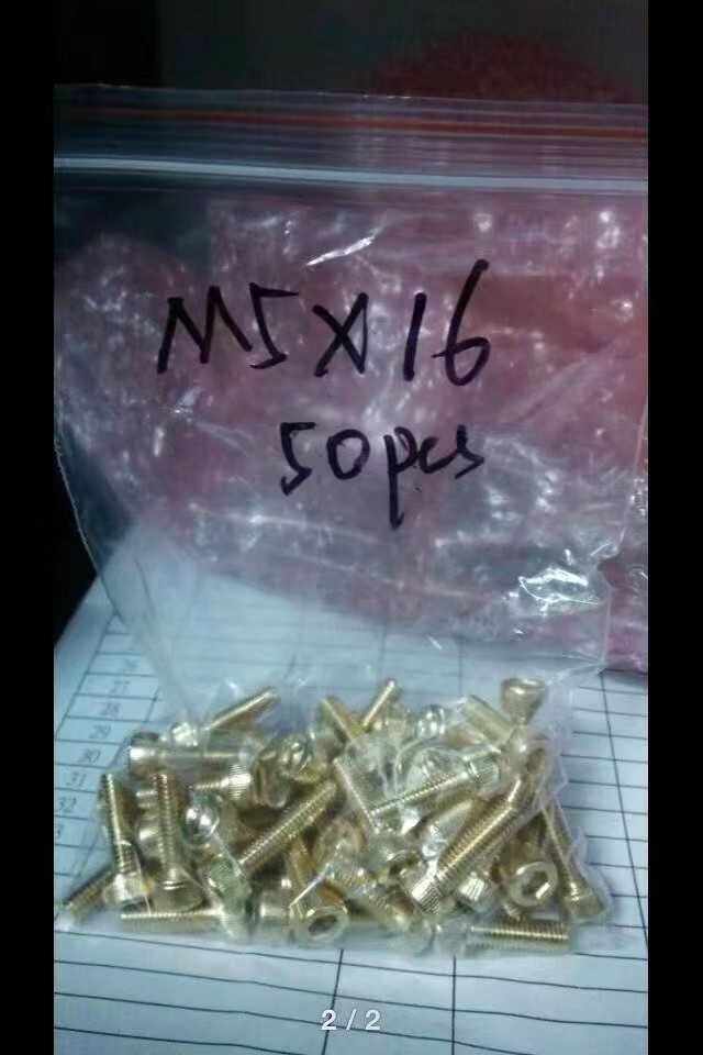 Vacuum coated screw rolling flower inner hexagonal gold plated screw m5 * 16 hollow screw drilling screw custom