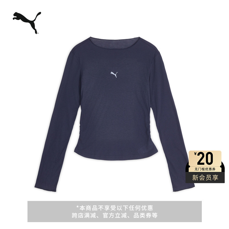 Slightly Wide Round Neck Slim Fit Long-Sleeved T-Shirt for Women Puma Official Summer Sports Casual Knitted Top 640462 Slightly Wide Round Neck Slim Fit Long-Sleeved T-Shirt for Women Puma Official Summer Sports Casual Knitted Top 640462