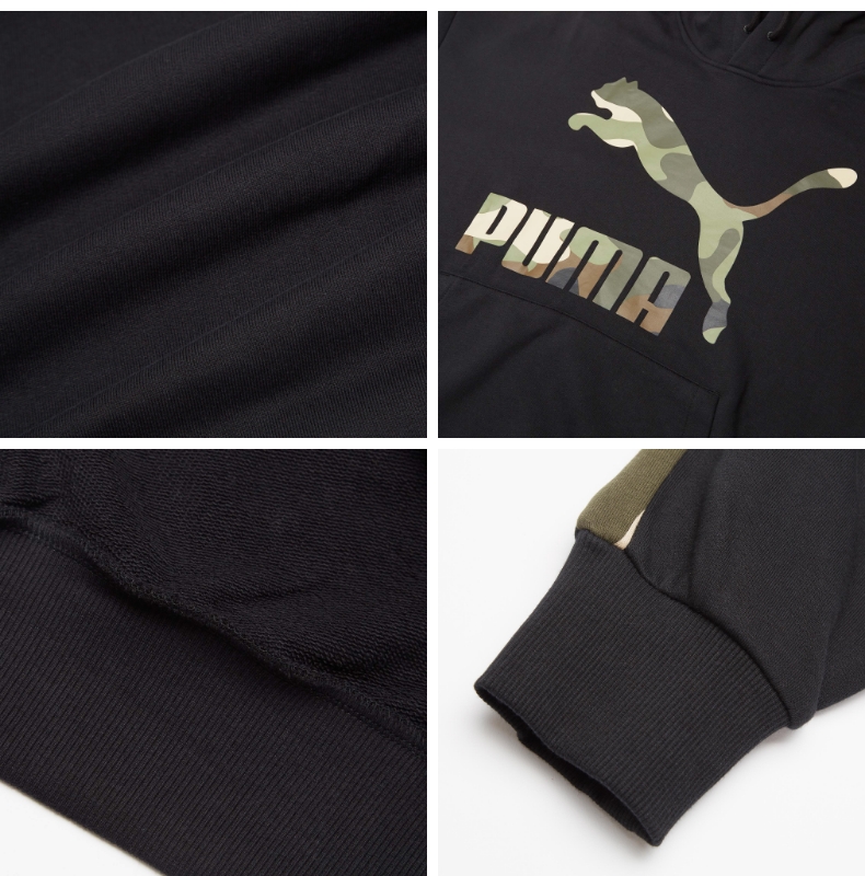 PUMA Hummer Official Liu Yuran Áo trùm đầu nam in hình áo len hoang dã 578334 - Thể thao lông cừu / jumper áo nỉ nữ có mũ