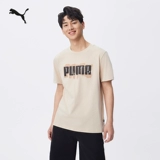 Puma, спортивная хлопковая футболка с коротким рукавом, круглый воротник