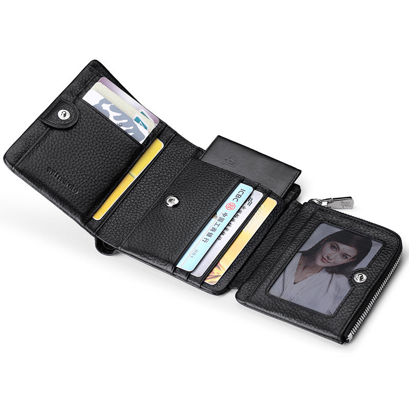 Emperor Paul Wallet Male Short Zipper Trifold Multi-function Soft Wallet Business Driver License Claim