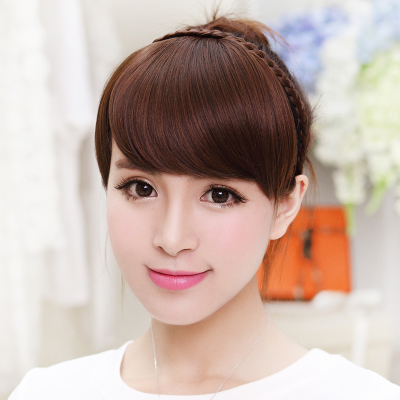 Luman wig with bangs, wig can be slanted with bangs, hair hoop, head hoop, braid, bangs wig piece B-102