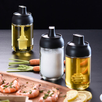 Household moisture-proof sealed glass seasoning box condiment jar salt pot kitchen sugar monosodium glutamate bottle can brush oil pot set