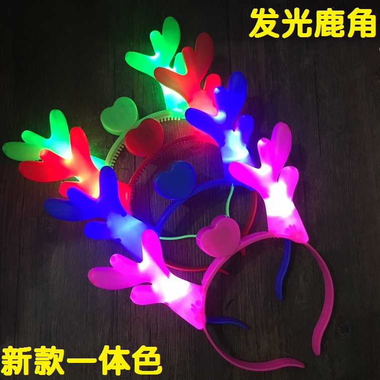 The new one-in-one color luminous antler dragon horn hairpin flash hairband Korean antler hairband Christmas ball hot sale