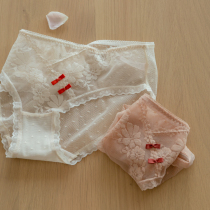 SR (superb pure desire national wind) Underpants female lace butterfly knot pure cotton inner crotch low waist triangular trousers Sexy antibacterial