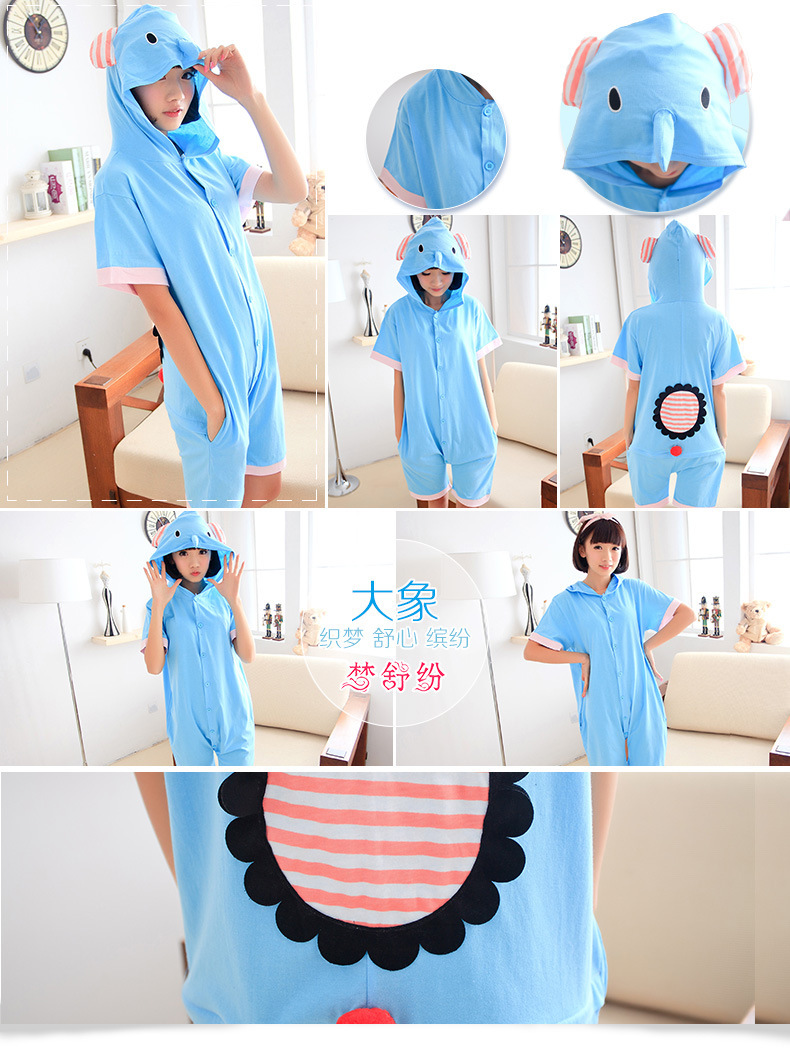 Động vật phim hoạt hình khủng long một mảnh đồ ngủ nữ mùa hè ngắn tay cha mẹ và con cotton trẻ em Pikachu người đàn ông vài người lớn đồ bộ pijama