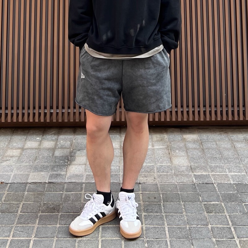 Ackmanca S03W Washed Vintage Sports Shorts, 4-Point Shorts, Heavy Terry Shorts