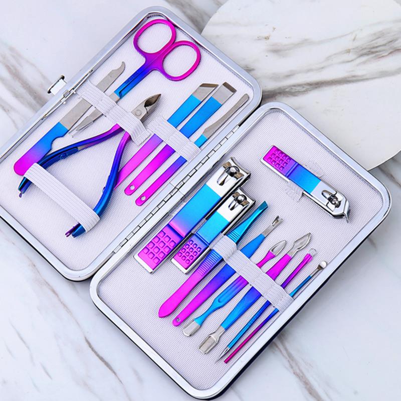 Eagle-Beak Stainless Steel Manicure Set 15-Piece Set Beauty Scissors Pedicure Knife Nail Clipper Set Manicure Package