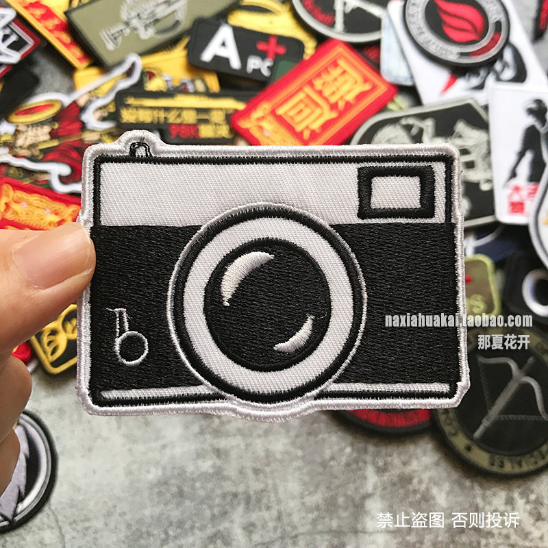 Cartoon Camera Magic Sticker Zhang Embroidery Personality Breaking Hole Patch Chapter Custom Badge Badge Sticker badge Welcome book to be made