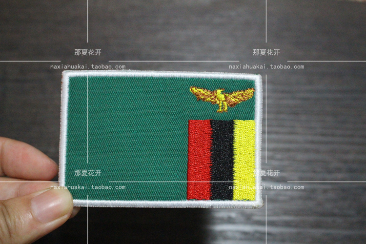 Zambia cờ băng / dán vải / dán quần áo / thêu tiêu chuẩn / nhãn / dán chương Velcro thêu epaulettes chương / có thể được tùy chỉnh miếng dán quần áo hình hoa