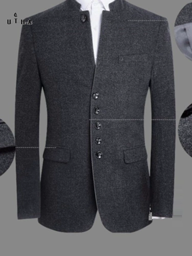 Мужской осенний комплект, костюм, мужское шерстяное пальто, китайский стиль