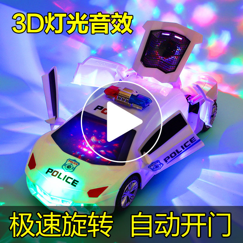 Electric dancing deformation rotating universal police car light music boy toy vibrato with the same children's car