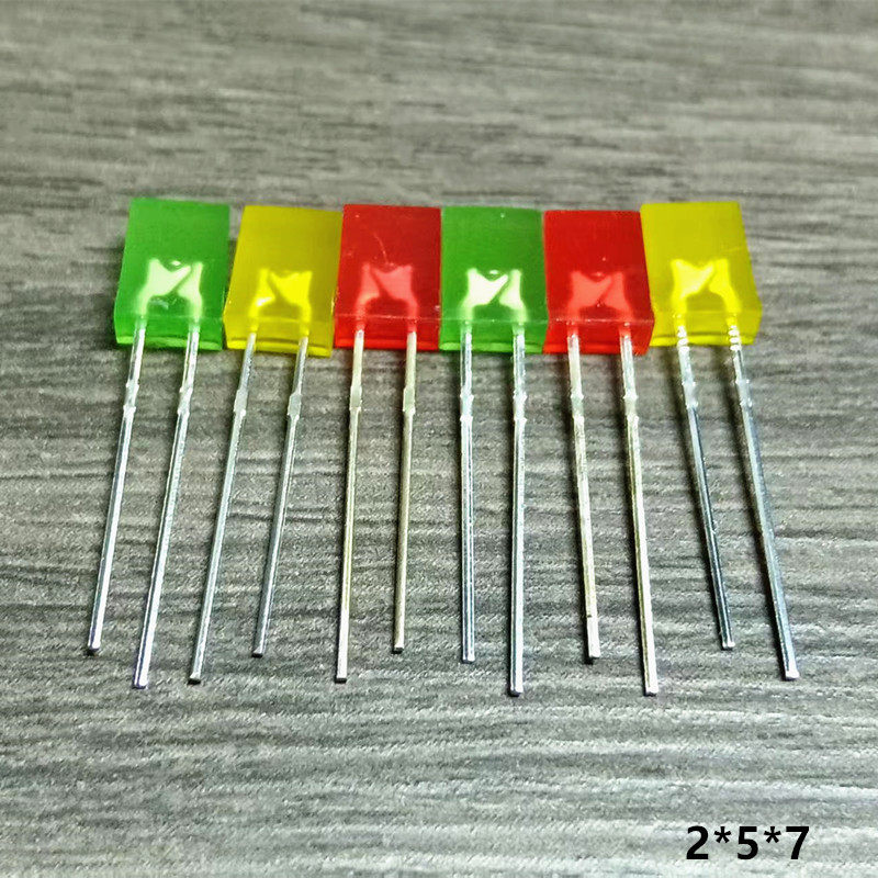 电动车充电器指示灯 2*5*7方形发光二极管 红绿黄 led灯珠20只