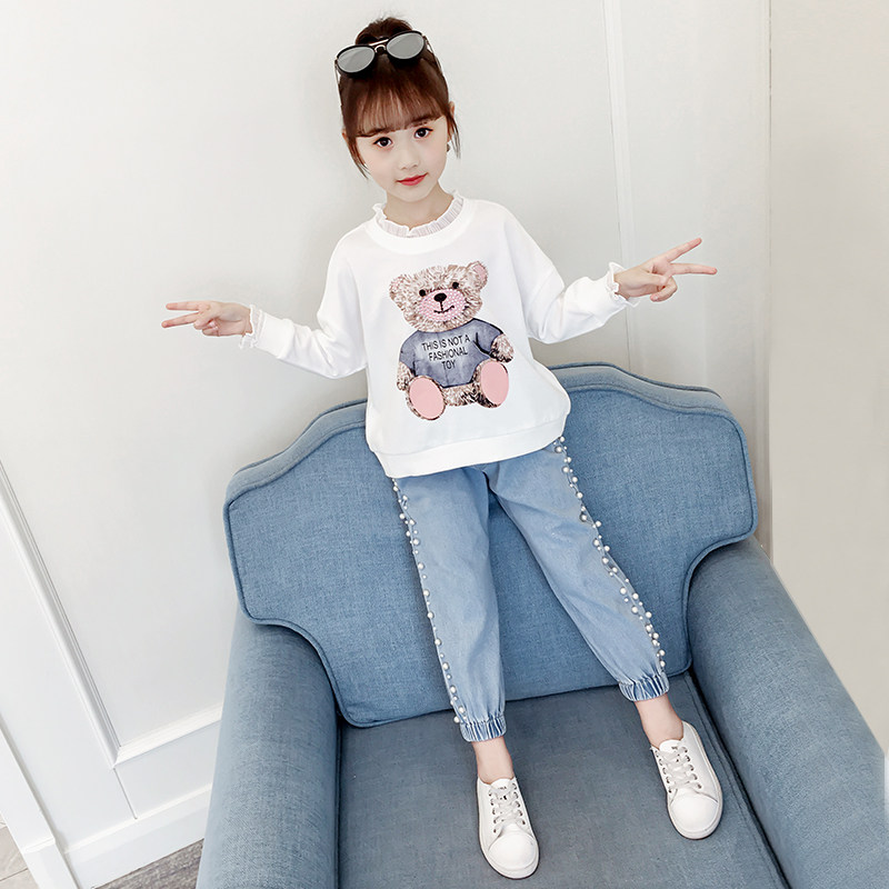 3 children 4 girls spring autumn clothing 5 tennis red suit 2022 new 6 little girl foreign pie 8 sports tide clothes 9 years old