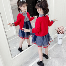 3 Children 4 girls dress 5 spring and autumn 2021 new princess skirt children Net Red foreign air 6 year old girl suit