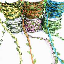 Rattan hemp rope with leaves Kindergarten diy handmade decorative rope Hemp rope Forest jute rope Flower packaging materials