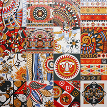 Indian red retro tile 200x200 restaurant hotel background wall art flower tile floor tile