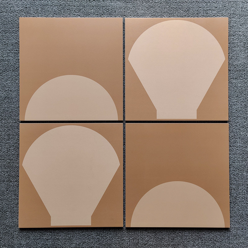 Retro terroir yellow small flower brick fan-shaped pattern homestay balcony matte floor tile porch toilet background wall tile