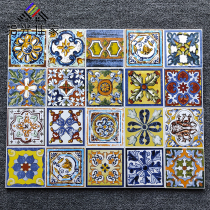 Color hand-painted small tiles 100X100 retro corner flower floor tiles kitchen bathroom waist line bar tile tiles