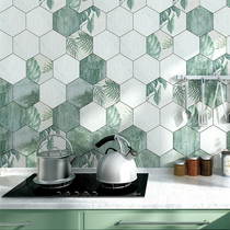 Green leaf pattern hexagonal brick restaurant balcony tile hexagonal small tile residential toilet non-slip floor tile