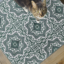 Moroccan green vintage small flower brick restaurant milk tea shop parquet tile 300*300 balcony non-slip floor tiles