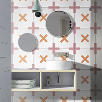 Moroccan pink flower tiles 300 × 300 cross parquet matte non-slip floor tiles clothing store wall tiles tiles