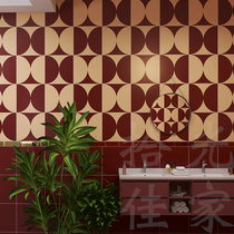 Retro wine red small flower brick abject poor wind homestay bathroom matte floor tile Net red restaurant balcony wall tile 300