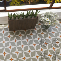 Mediterranean homestay flower brick restaurant art mosaic tile Net red floor tile balcony French four Awn star wall tile 200