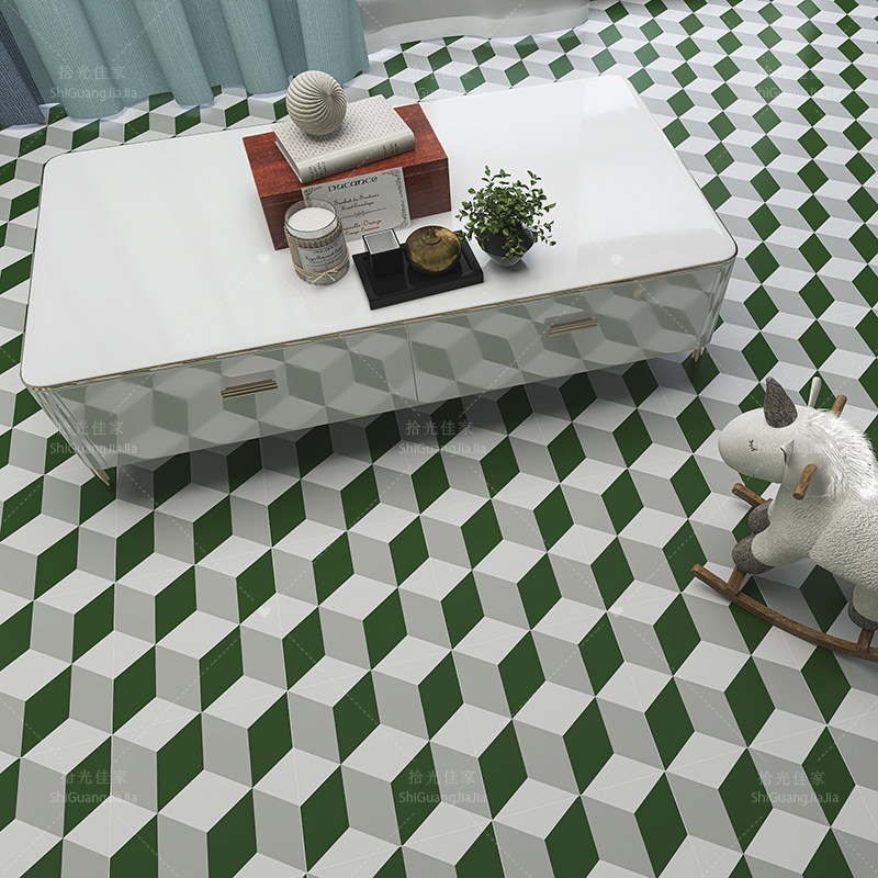 Solid rhomboid lattice small flower brick green 300 Kitchen Balcony Matt Ground Brick Hotel Folk Background Tile