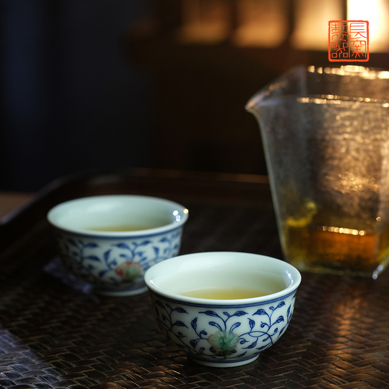 Offered home - cooked long up in blue and white youligong tangled branches grain making those hand - made teacup jingdezhen ceramic tea set by hand