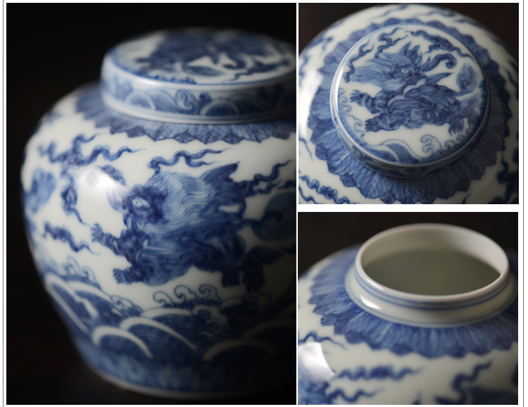 Offered home - cooked in hand - made doucai day word jar of jingdezhen manual thin foetus ceramic tea set tea caddy fixings storehouse