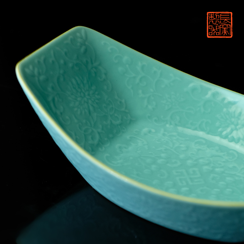 Offered home - cooked ju long up controller heap turquoise carving Wan Shoulian grain tea tea tray ship jingdezhen ceramic antique process