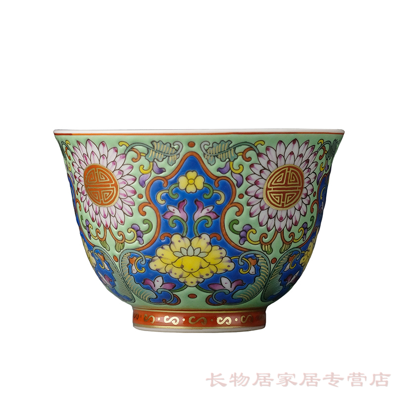 Offered home - cooked hand - made wrapped in lotus flower grain pastel colored enamel view taste the bell cup jingdezhen manual sample tea cup