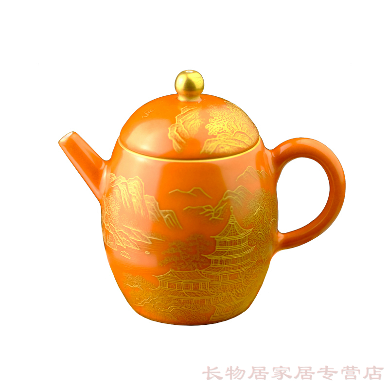 Making those offered home - cooked long up in coral red heap gold series tea sets jingdezhen ceramic tea Chinese style Chinese tea cups