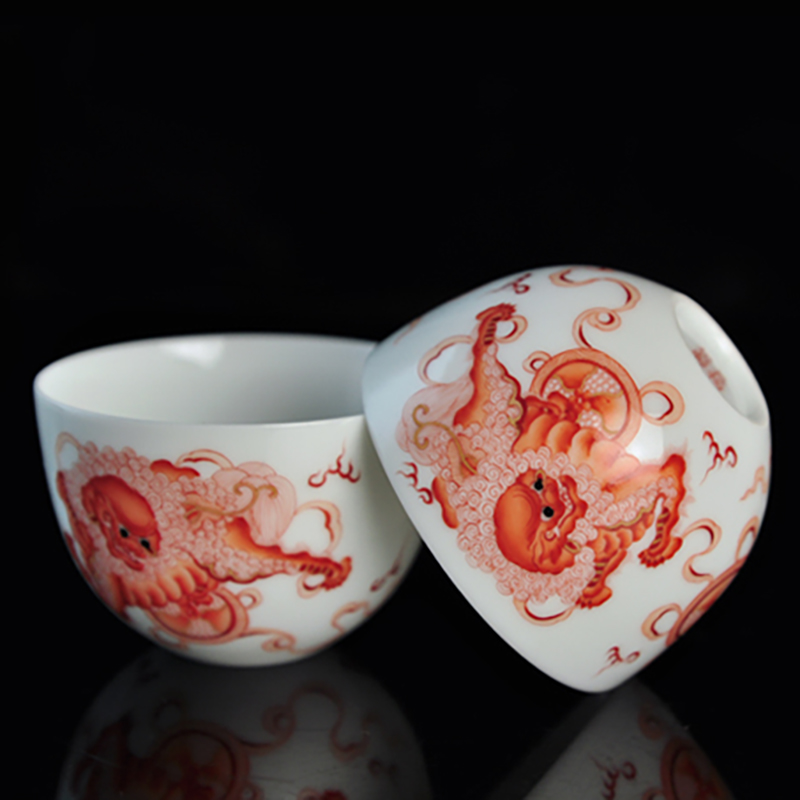 Offered home - cooked alum in red lion Pacific master sample tea cup jingdezhen ceramic tea set manually less light cup bowl is in use