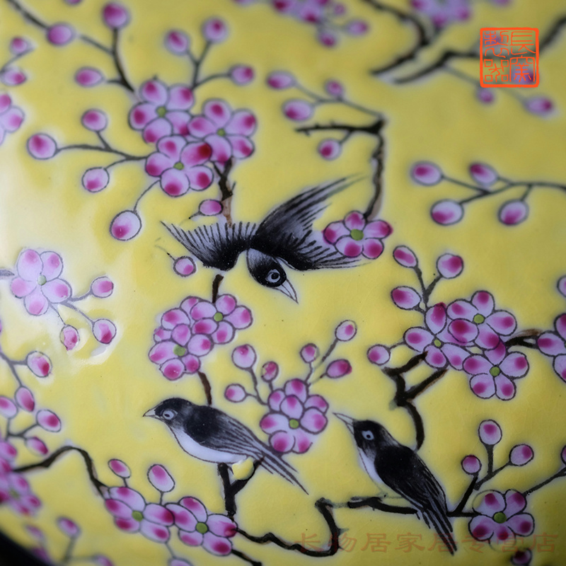 Beaming over a long up making those offered home - cooked in pastel yellow box box of jingdezhen ceramic decorative furnishing articles tea Chinese style