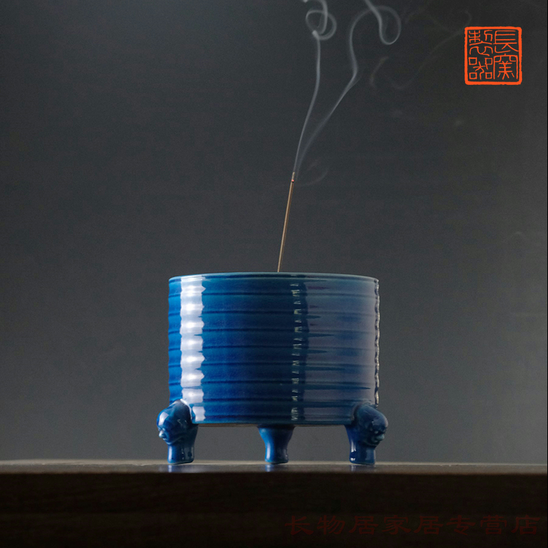 Long up controller offered home - cooked malachite green glaze bowstring grain beast foot furnace in jingdezhen ceramic checking Chinese incense buner furnishing articles