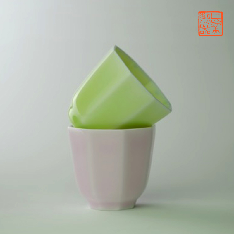 Long up eight square cup making those offered home - cooked in single glaze of jingdezhen ceramic cups tea by hand