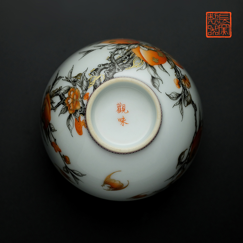 Offered home - cooked in hand - made color ink alum see colour peach red lines view flavour sample tea cup of jingdezhen ceramic cups tea by hand
