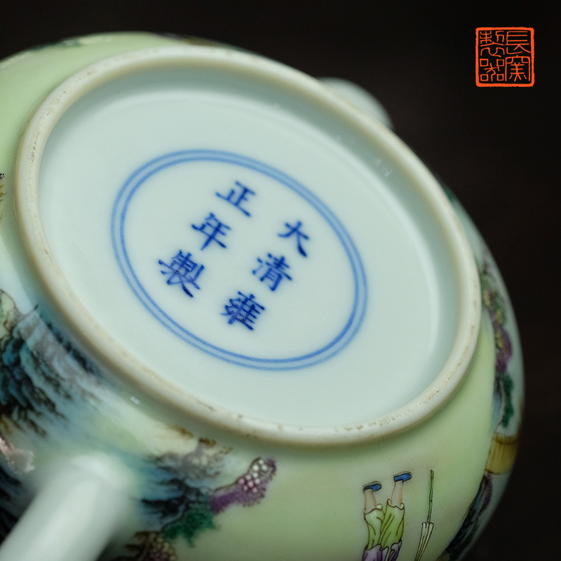 Long up controller offered home - cooked pastel qingming outing in poetic figure teapot jingdezhen pure manual imitation of tea set