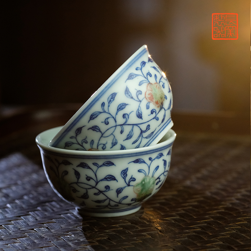 Offered home - cooked long up in blue and white youligong tangled branches grain making those hand - made teacup jingdezhen ceramic tea set by hand